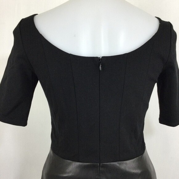 Bailey 44 Womens Fit & Flare Faux Leather Scoop Neck Mini Dress Black Size Small - Picture 7 of 9
